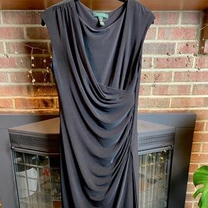 Lauren Ralph Lauren Black Draped Faux Wrap Dress, Size 10